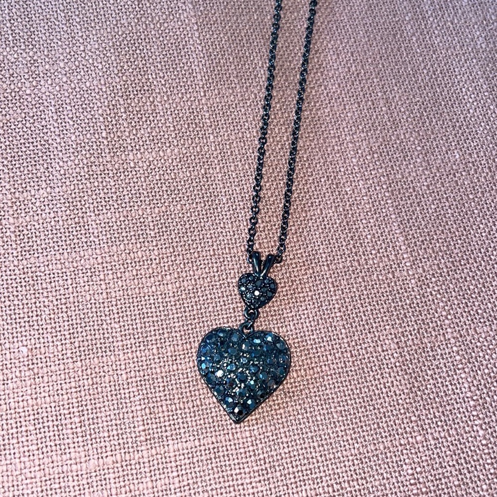 Black stone heart necklace